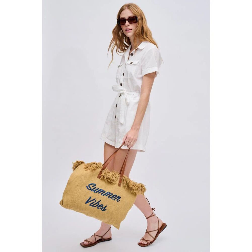 Summer Vibes Fringe Tote Bag